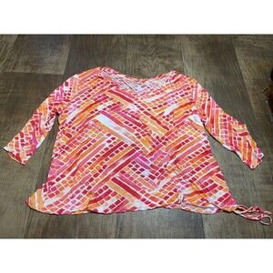 CASEY KEY Top Womens Large L Blouse Colorful